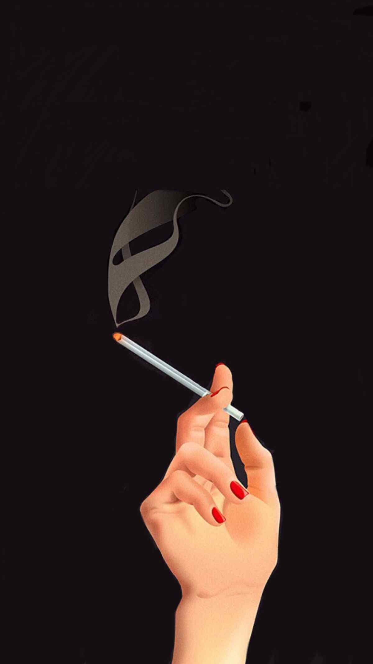 抽烟女人的手创意图片手机壁纸